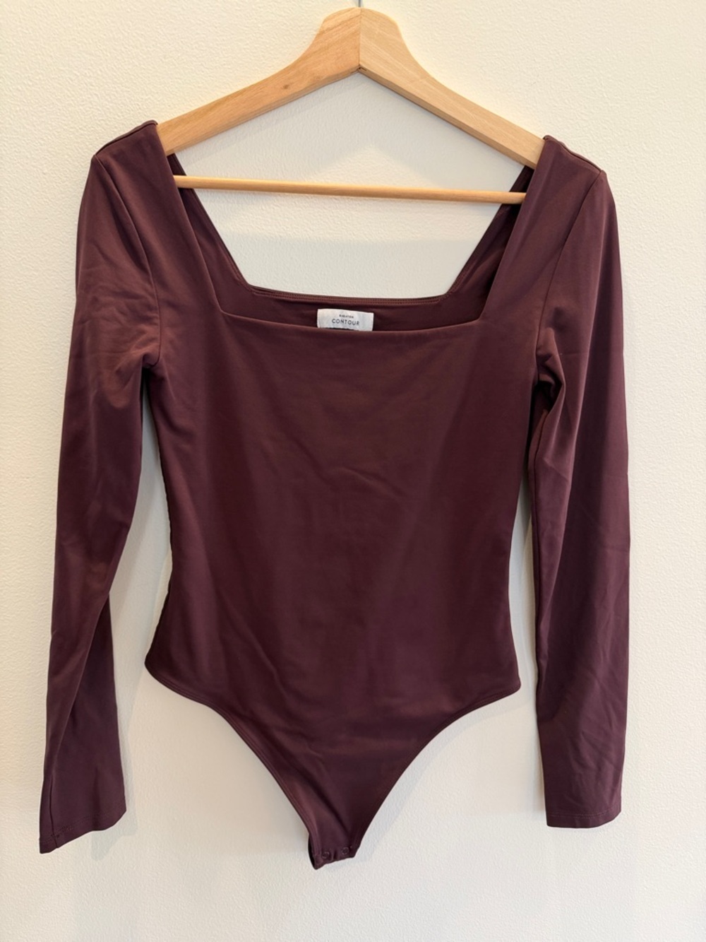 Aritzia Babaton Contour Long Sleeve Square Neck Bodysuit - Deep Plum